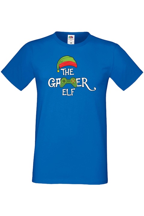 Férfi karácsonyi póló Mikulás újévi ajándék A Gamer Elf, Kék