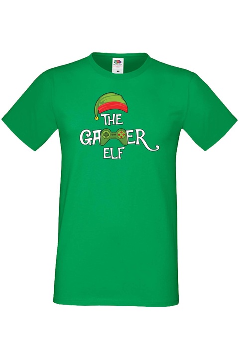 Férfi karácsonyi póló Mikulás újévi ajándék A Gamer Elf, Zöld