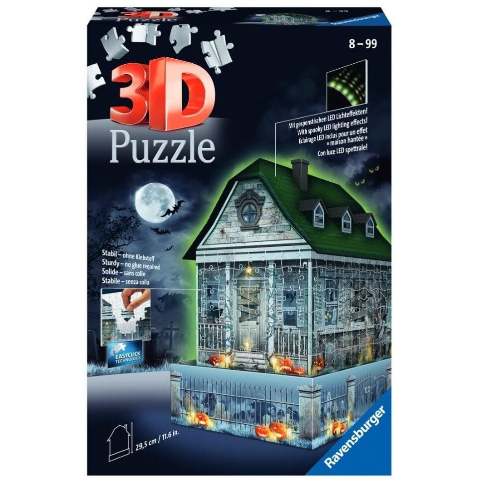 Overwhelm rainfall Young lady Puzzle 3D Ravensburger, Haunted house glowing in the dark, Plastic, 216  piese, Multicolor - eMAG.ro