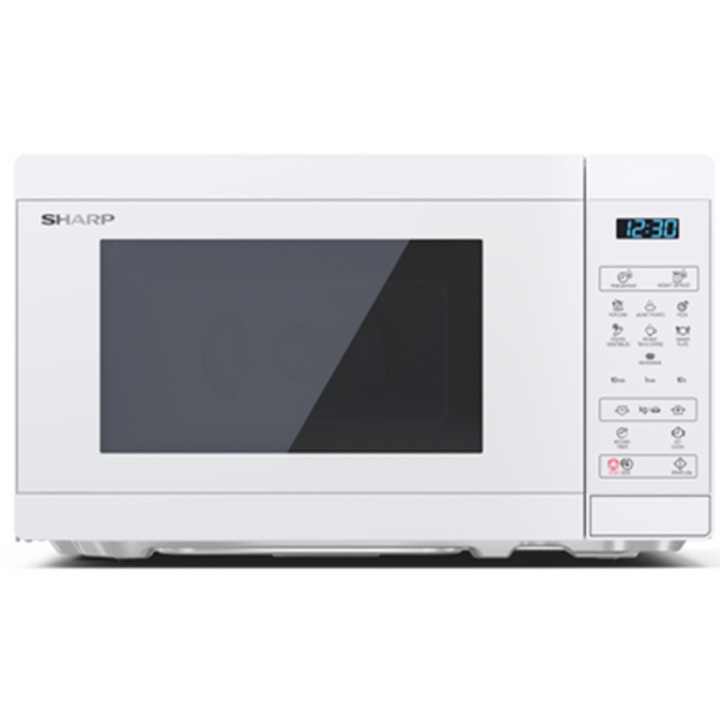 Cuptor cu microunde Sharp YC-MS02EC, 20 l, 800 W, Digital, EasyClean, ECO Function, Child Lock, Alb