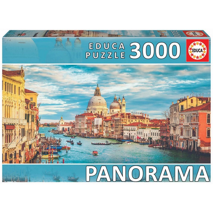 Puzzle Educa, Grand Canal Venice Panorama, 3000 de piese, 144x68 cm, Multicolor
