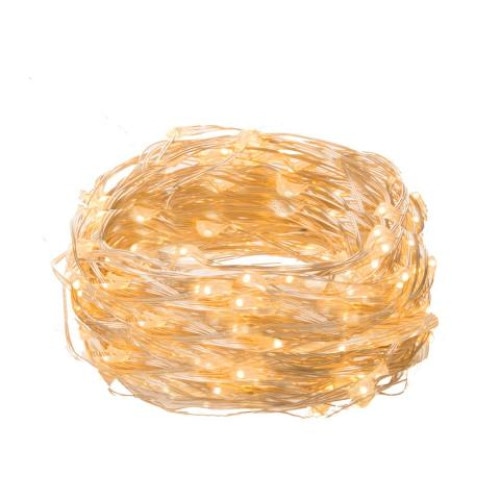 Instalatie luminoasa LED de Craciun, 30 led-uri, 3 m, alb cald, Alimentat cu baterii 2xAA