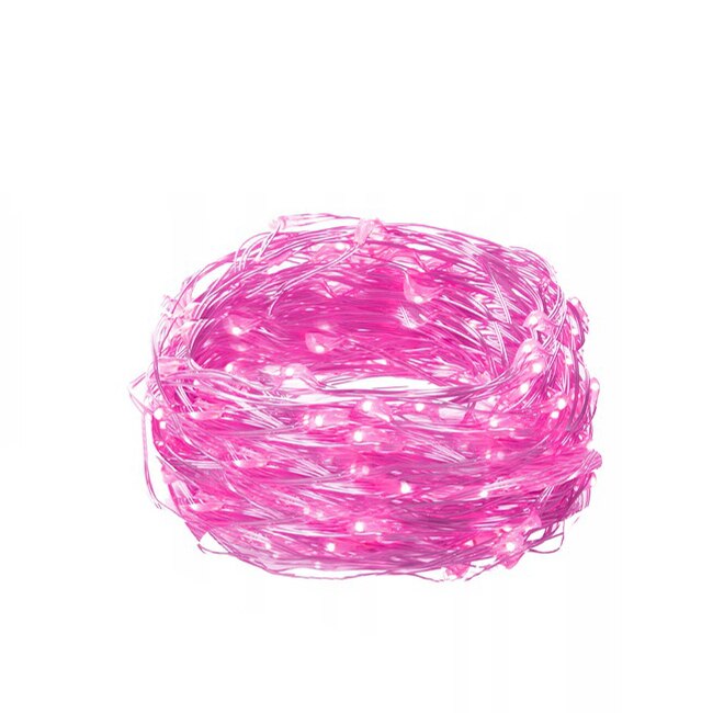 Instalatie luminoasa LED de Craciun, 20 led-uri, 2 m, roz , Alimentat cu baterii 2xAA