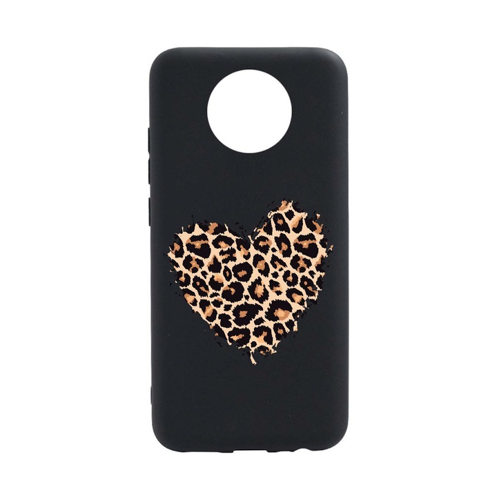 Силиконов калъф Съвместим с Nokia C20, Леопардово сърце, устойчивост на износване, противоплъзгащ, B761