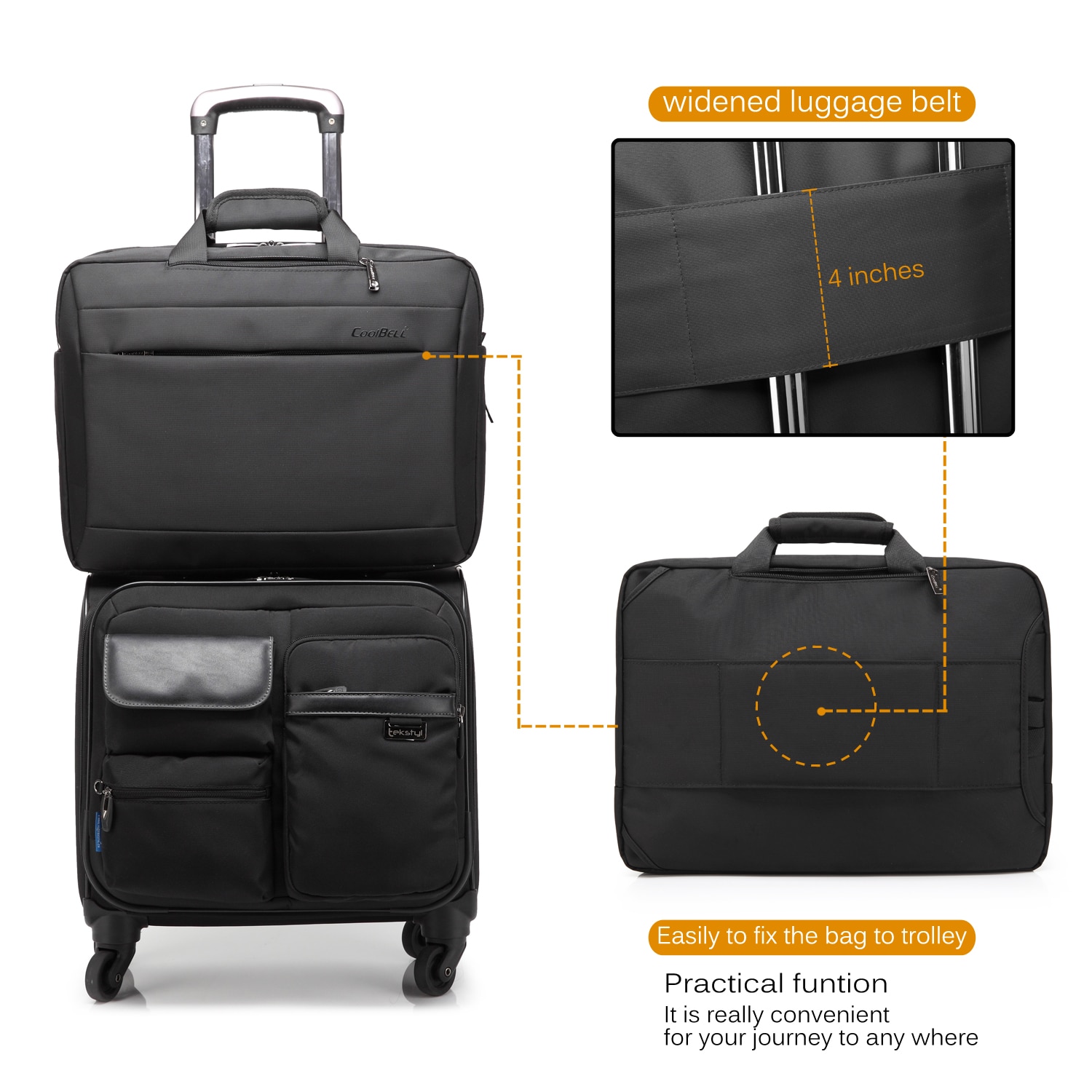 Geanta pentru laptop CoolBELL, 17.3 inchi, Panza Oxford, Negru