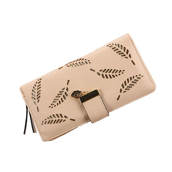 Portofel dama, ASKSA, Trend moda frunze din piele PU, dimensiune 19x10 cm, Bej Portofel dama, ASKSA, Trend moda frunze din piele PU, dimensiune 19x10 cm, Bej
