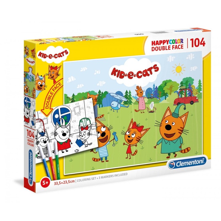 Clementoni 104 db-os színezhető kétoldalas puzzle - Ici-pici cicák