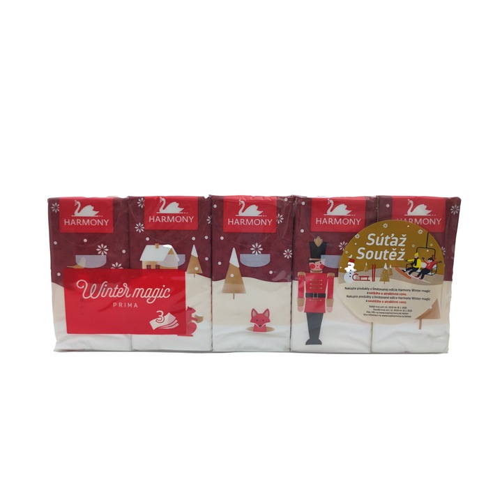 Set Batiste de hartie Harmony Winter magic Prima, 3 straturi, 10x10 bucati
