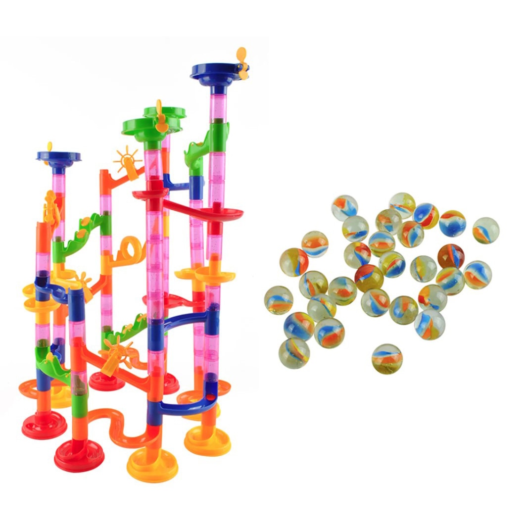Jucarie de copii marble run, Zola®, super curse cu bilute, 105 elemente, 35x40 cm