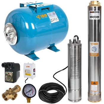 Kit Hidrofor 50L cu pompa submersibila IBO Dambat 4SDM4/14, 1.1kW, debit 100l/min, H refulare 102m, racord 1.5 toli, rezistenta la nisip Kit Hidrofor 50L cu pompa submersibila IBO Dambat 4SDM4/14, 1.1kW, debit 100l/min, H refulare 102m, racord 1.5 toli, rezistenta la nisip