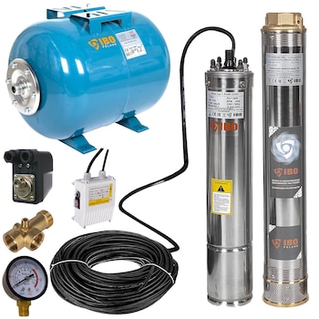 Kit Hidrofor 24L cu pompa submersibila IBO Dambat 4SDM6/10, 1.5kW, debit 162l/min, H refulare 74m, racord 2 toli, rezistenta la nisip Kit Hidrofor 24L cu pompa submersibila IBO Dambat 4SDM6/10, 1.5kW, debit 162l/min, H refulare 74m, racord 2 toli, rezistenta la nisip