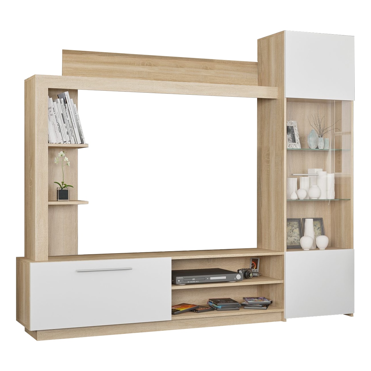 Set Living Trento, 204x35x177cm, Sonoma/Alb