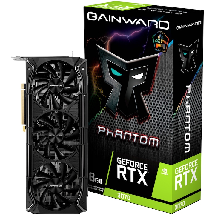 Placa video Gainward GeForce® RTX™ 3070 Phantom+ LHR, 8GB GDDR6, 256-bit