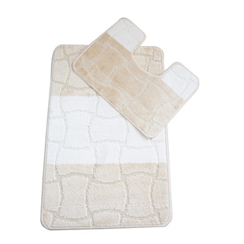 Set 2 covorase baie Basic Standard , 50x80cm/40x50cm, antiderapant, polipropilena, culoarea untului cu crem, model patrate , gramaj 800 g Set 2 covorase baie Basic Standard , 50x80cm/40x50cm, antiderapant, polipropilena, culoarea untului cu crem, model patrate , gramaj 800 g