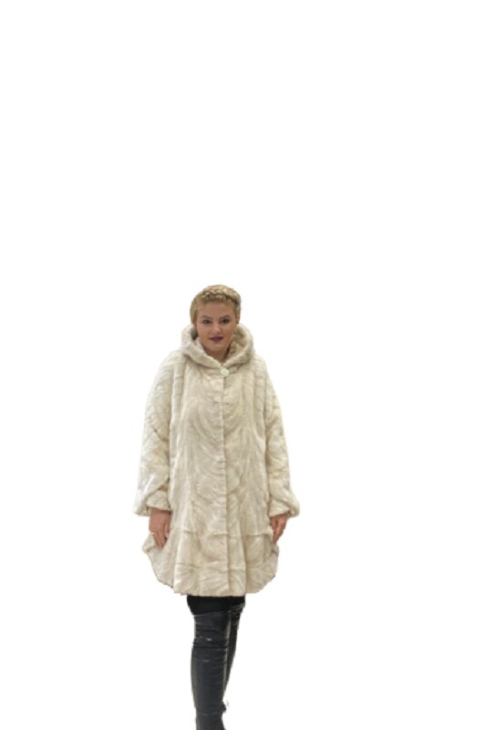 Haina de blana naturala vizon si vulpe, Alb unt