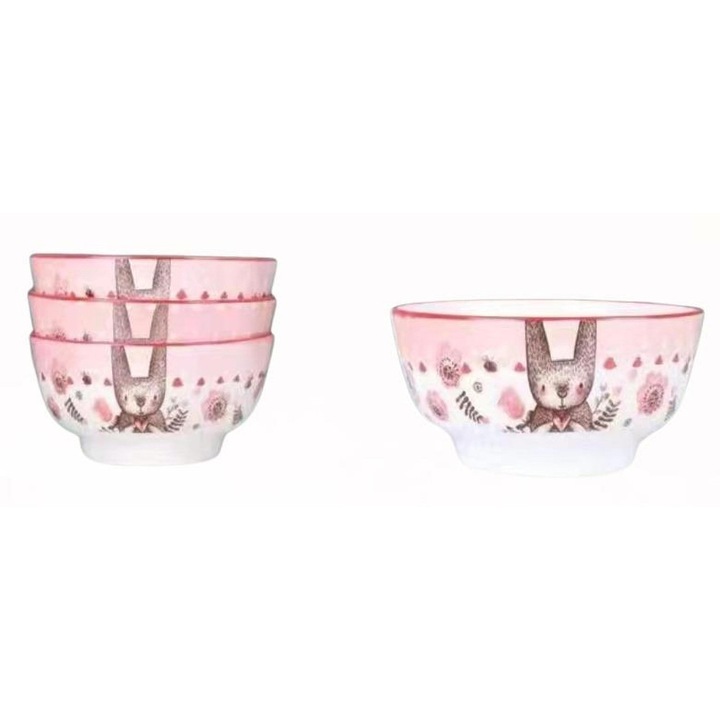 Set 4 boluri, Ceramica, Roz