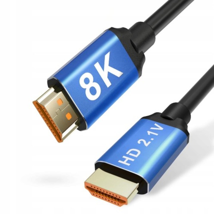 Cablu HDMI 2.1 Zenwire®, 3 m, 8K 60Hz, 4K 120Hz, 48 Gbps, conectori auriti, eARC, VRR, ALLM, QMS, QFT, IMAX 3D, Dynamic HDR, compatibil PS5, Xbox, PC, TV, Monitor, Proiector, miez din cupru, carcasa aluminiu, Plug&Play