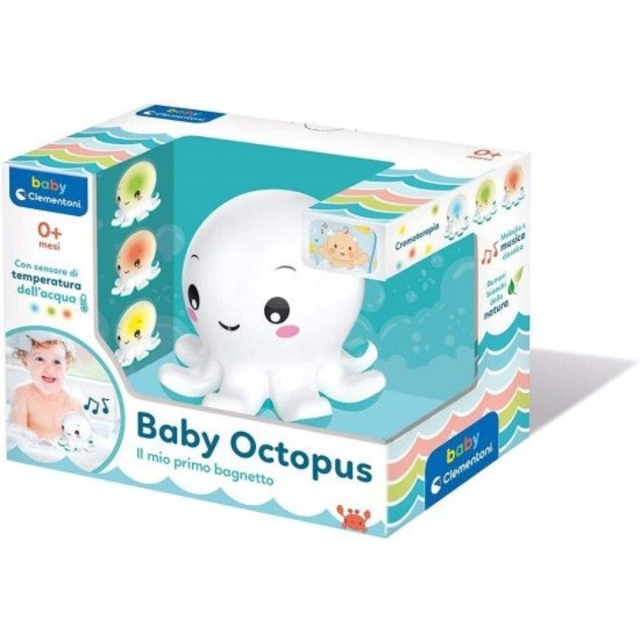 Oktató fürdőjáték Baby Clementoni Baby Octopus, Interaktív, 0 hónapos +, Többszínű