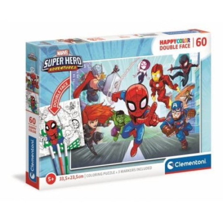Clementoni 60 db-os színezhető kétoldalas puzzle - Marvel szuperhősök