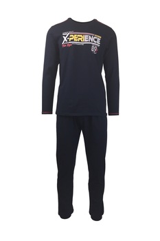 Pijama pentru barbat, UNIVERS FASHION, bleumarin, bluza cu imprimeu pe piept, pantaloni lungi Pijama pentru barbat, UNIVERS FASHION, bleumarin, bluza cu imprimeu pe piept, pantaloni lungi