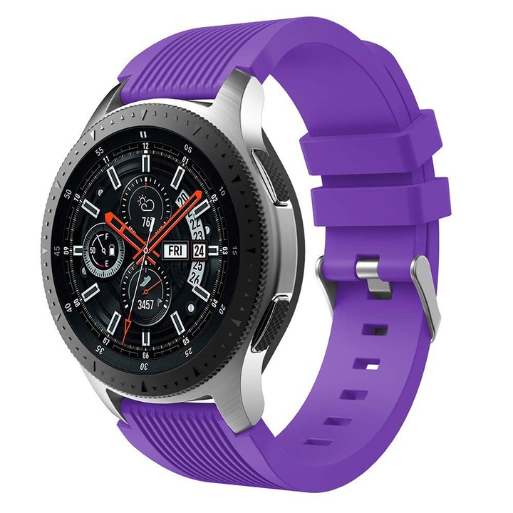 Силиконова каишка 22 мм, съвместима със смарт часовник Samsung Galaxy watch / Samsung Gear S3 46 мм диагонал, 22 мм ширина на каишката, лилав
