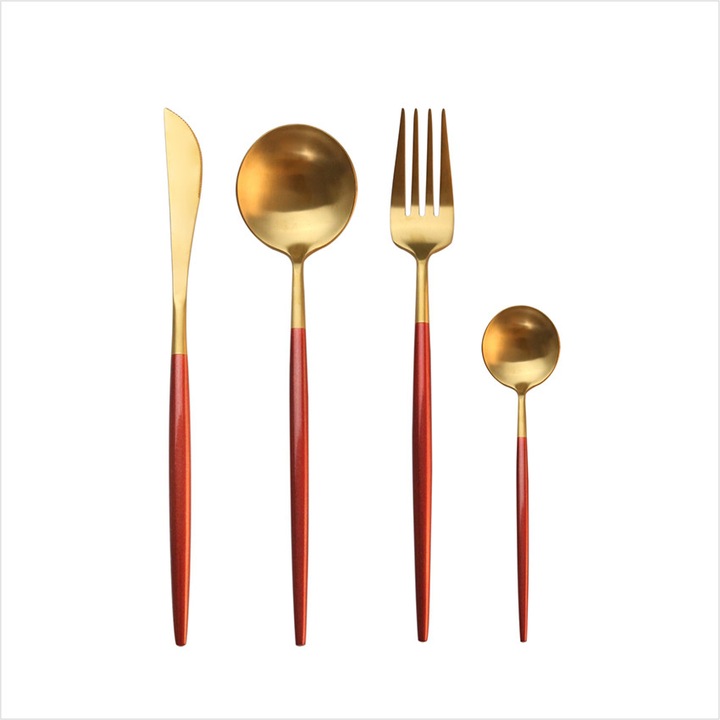 Комплект от 24 португалски прибора, червени