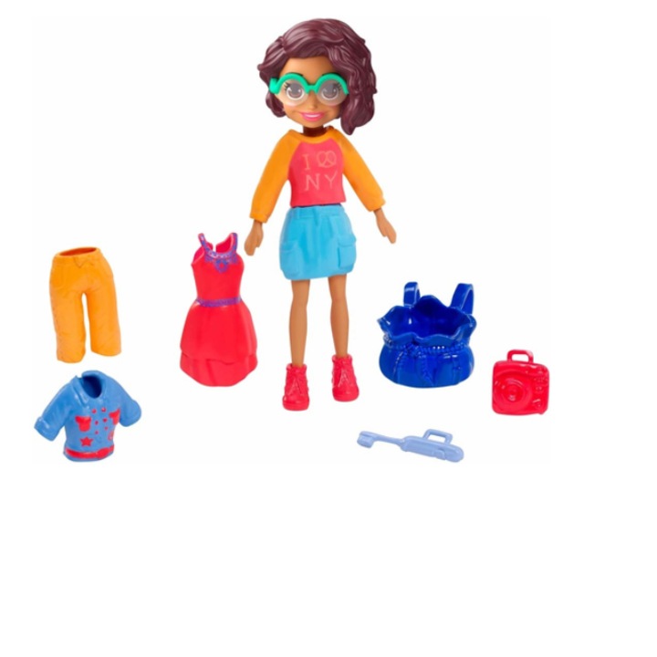 Papusa Polly Pocket New York City Style cu accesorii si haine fashion