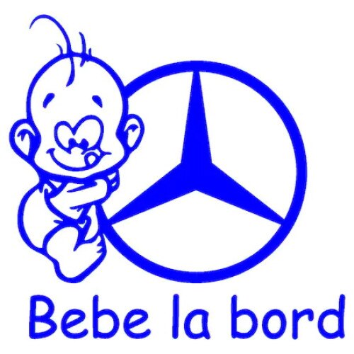 Sticker auto albastru, Bebe la bord Mercedes,15 x 14.5 cm