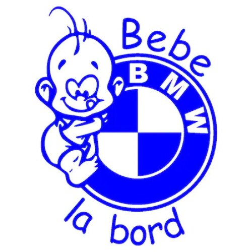 Sticker auto albastru, Bebe la bord BMW,11.4 x 15 cm