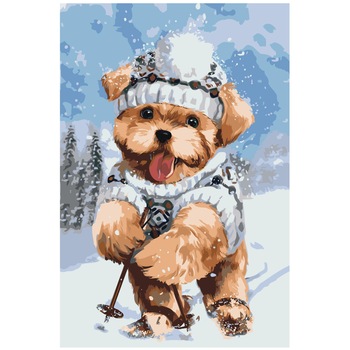 Set pictura pe numere Peisaj de iarna 1239, panza bumbac pe rama lemn 40x60 Set pictura pe numere Peisaj de iarna 1239, panza bumbac pe rama lemn 40x60