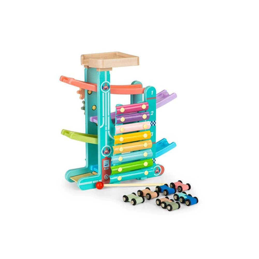 Pista din Lemn Bigshot BSE115, 6 Masinute Incluse, Multicolor