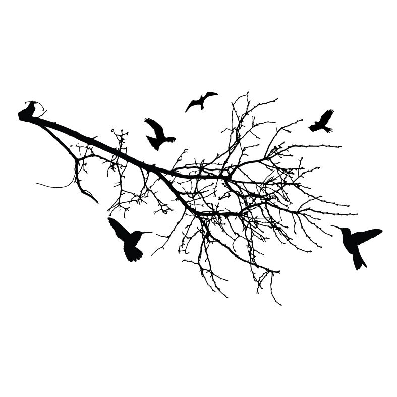 Crenguta cu Pasari Colibri, Culoare Neagra, Dimensiune 100x170 cm