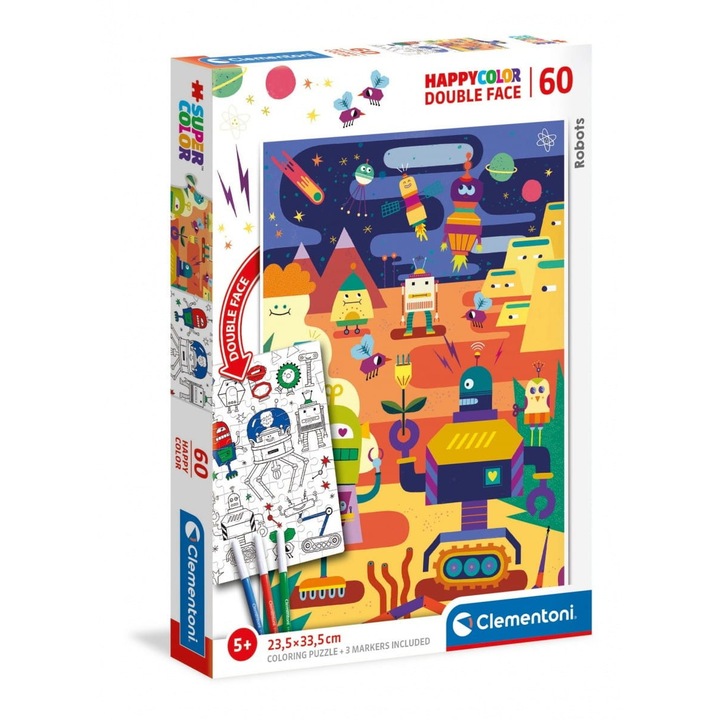 Clementoni 60 db-os színezhető kétoldalas puzzle - Robotok