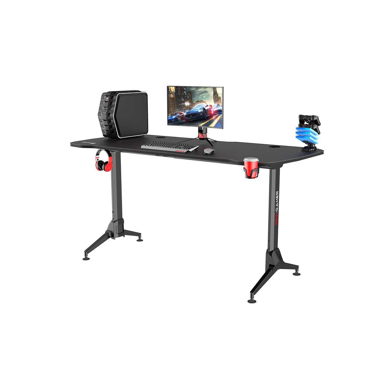 Birou gaming PRO-GAMER D6000 XXL, Negru