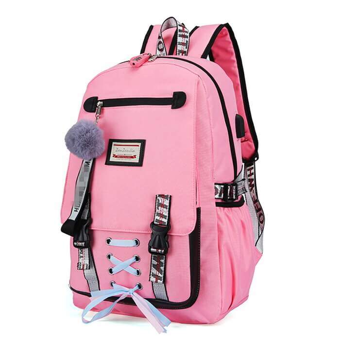 Ghiozdan Smart multifunctional roz usb, antifurt OX48