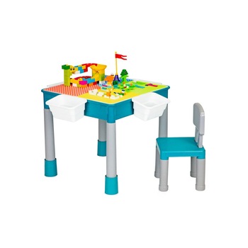Set Masuta si Scaun de Joaca pentru Copii Bigshot BS4898 cu Blocuri de Construit, Multicolor Set Masuta si Scaun de Joaca pentru Copii Bigshot BS4898 cu Blocuri de Construit, Multicolor
