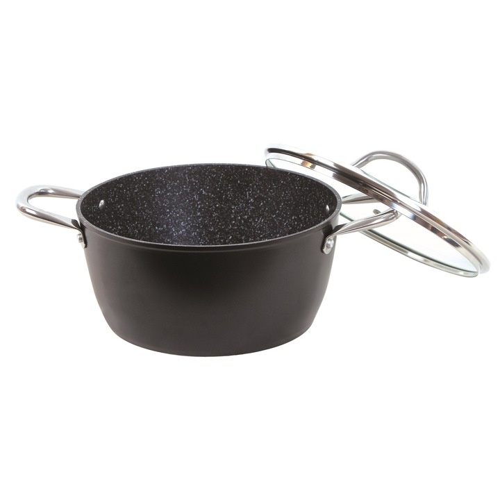 Oala Bohmann, Aluminiu turnat si marmura, 28 cm, Negru