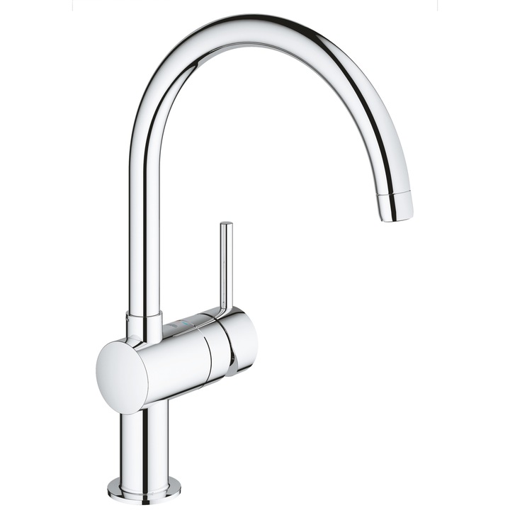 Кухненски смесител Grohe Minta 32917000, 3/8'', Едноръкохватков, Висок чучур, Тип C, Въртящ се, Ограничител, Хром