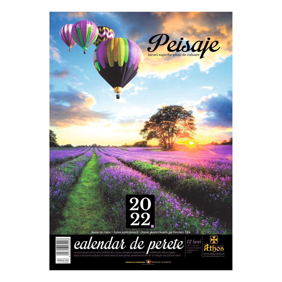 Calendar de perete 2022, Peisaje - locuri superbe pline de culoare, 33x47 cm, 13 file