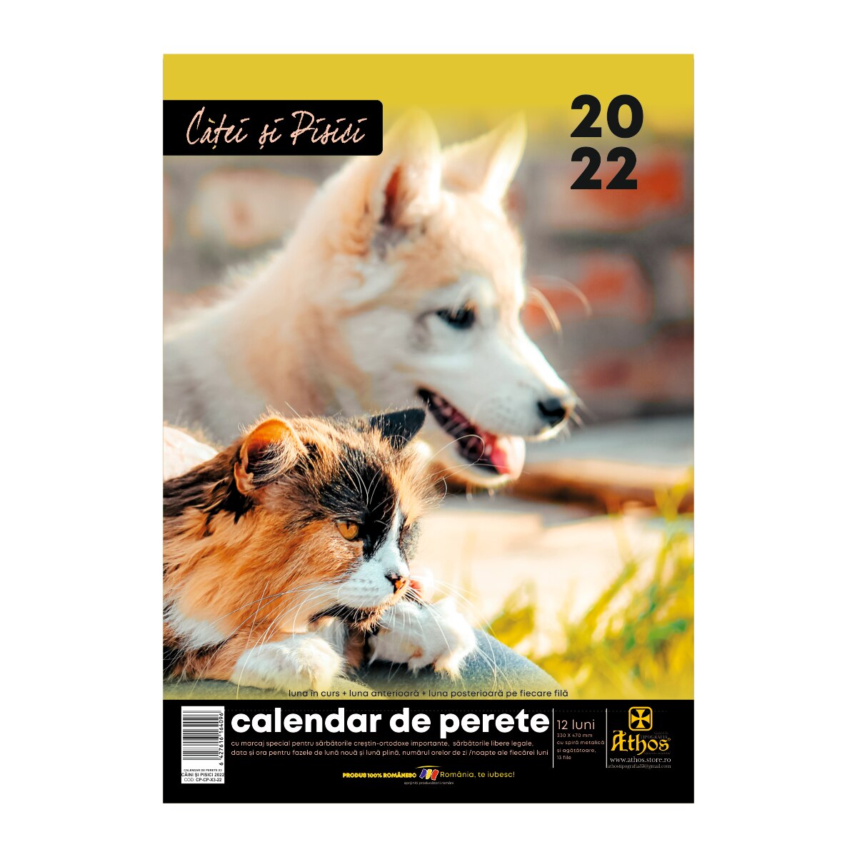 Calendar de perete 2022, Catei si Pisici, 33x47 cm, 13 file