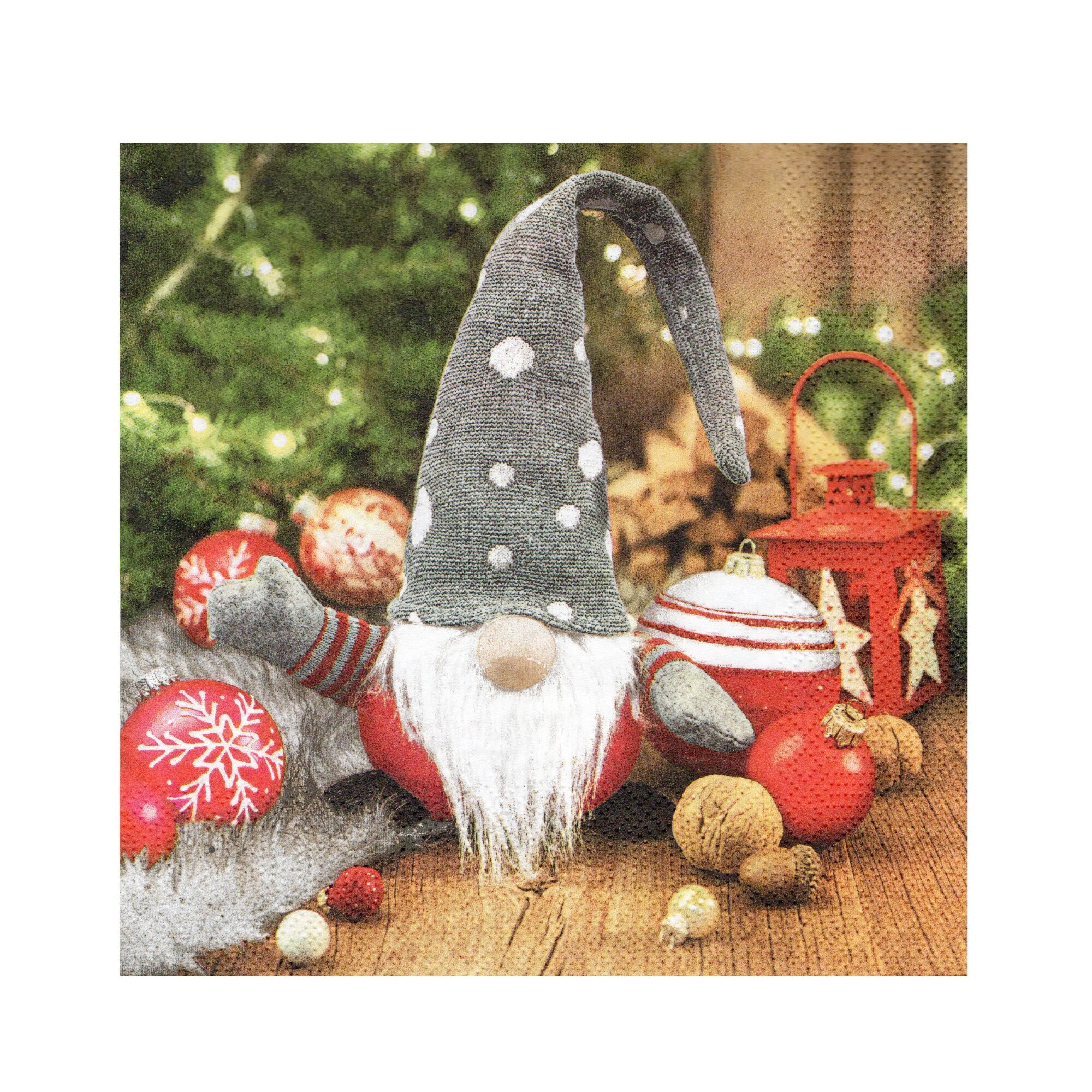 Pachet Servetele de Craciun Masa 20 buc Gnomul Spiridus 33x33 cm