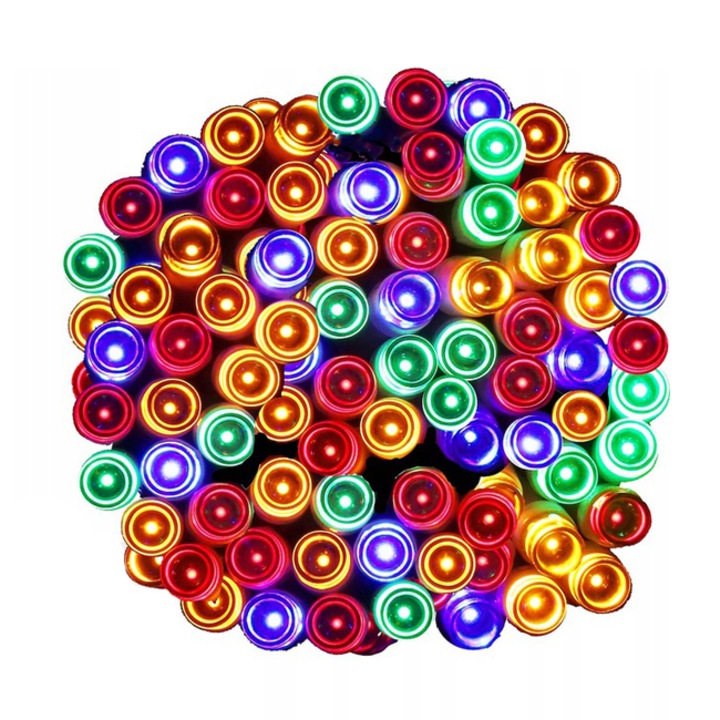 Springos karácsonyi dekoratív LED fényfüzér, 120 LED, 9 m teljes hossz, 8 funkciós, 3x AA elem, többszínű