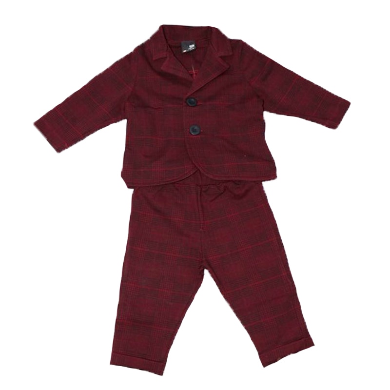 Costum elegant 2 piese pentru baieti Atut CB8411-74, Visiniu 74 CM