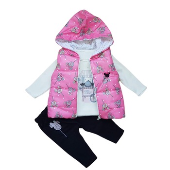 Compleu fetite 3 piese Candy, vesta de fas captusita, varsta 6-9 luni, 74 cm, Roz Compleu fetite 3 piese Candy, vesta de fas captusita, varsta 6-9 luni, 74 cm, Roz