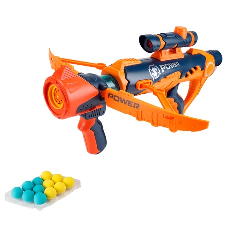 Pistol Air Blasters stil arbaleta King Sport, cu luneta si 12 mingii de burete EVA, 39.5x20x24.5 cm