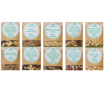 Pachetelul copilului, cu 10 gustari sanatoase individuale cu varietate de nuci, seminte si fructe uscate, nucim, 300g Pachetelul copilului, cu 10 gustari sanatoase individuale cu varietate de nuci, seminte si fructe uscate, nucim, 300g