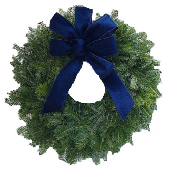 Coronita de Craciun , brad natural, decorat cu funda, 40 cm