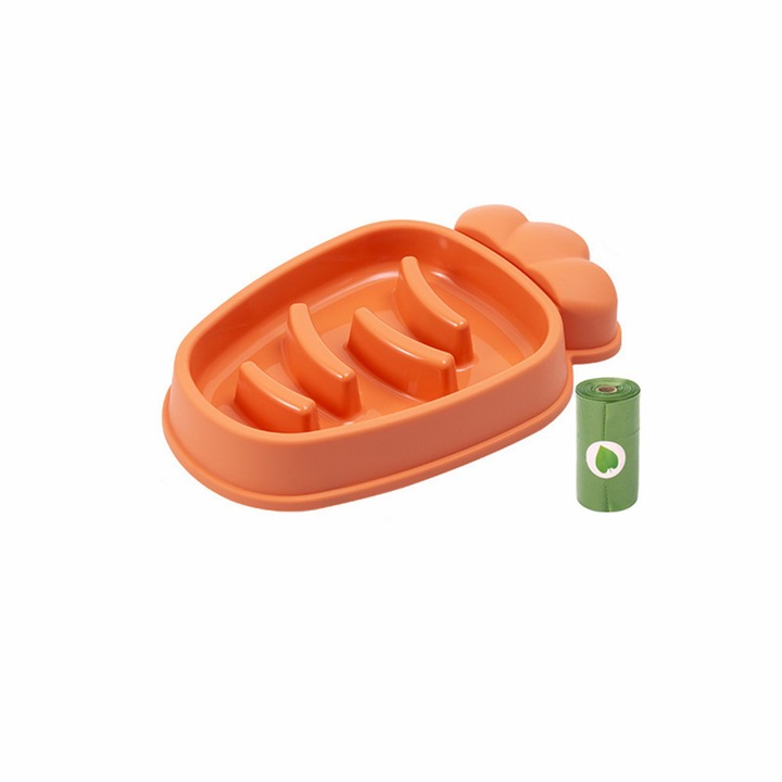 Castron pentru catei in forma de morcov, PP, Portocaliu