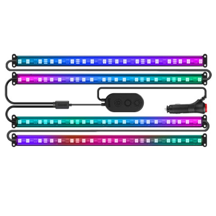 Banda LED RGBIC inteligenta pentru masina Govee H7090, sincronizare muzica, Control App, 30 de scene, 120 cm (4x30cm)