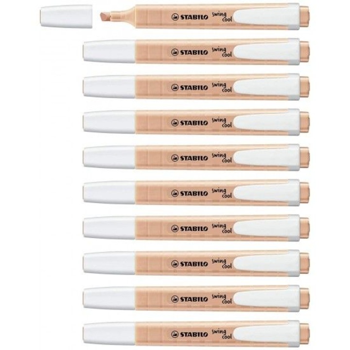 Set 10 Highlighter Stabilo, 275/126-8, Pastel, Portocaliu pastel